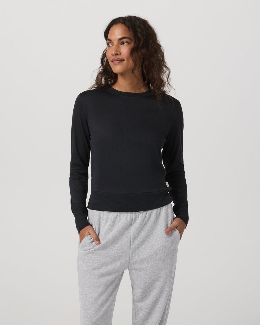 Vuori Daydream Crew Black Long Sleeve Top New Large